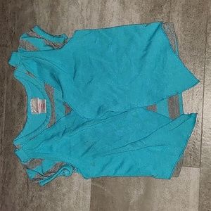 Xhilaration 1-Piece Layered Look Baby Girl Top – Size 18M, Blue & Gray Striped S